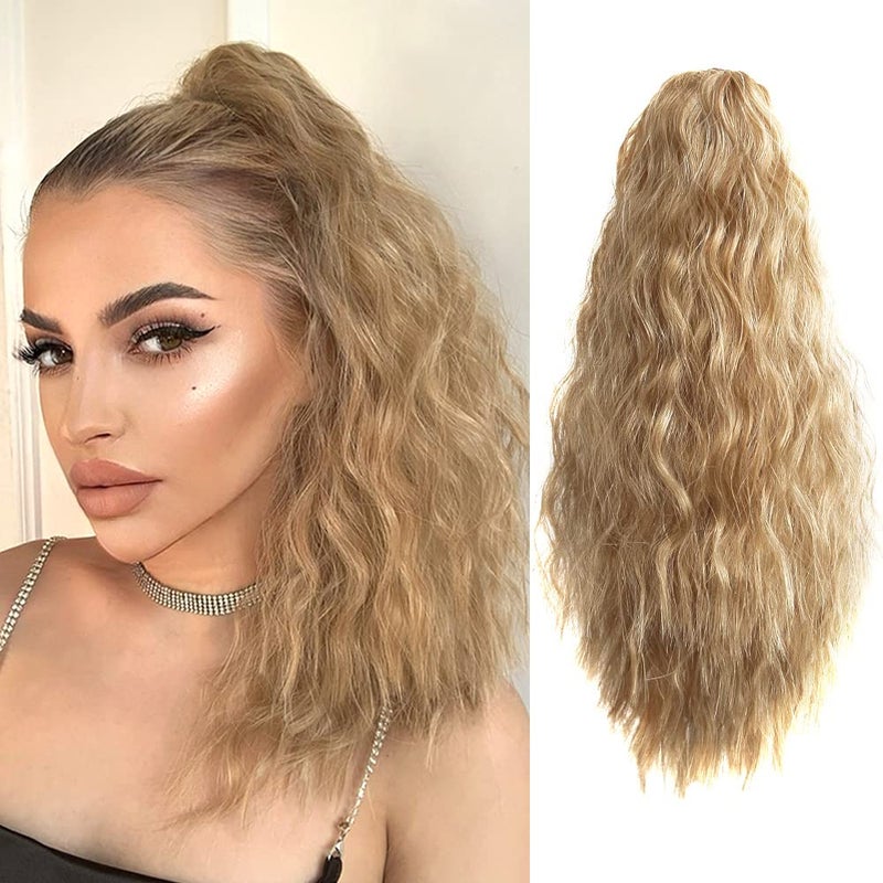 StrRid Pony Tails for Women Claw Clip Ponytail Extension Wavy 18 Synthetic Clips in Ponytails Hair Extensions Wigs Fluffy Hairpieces for Wedding Party Daily Use 6 Oz Brown Mix Blonde